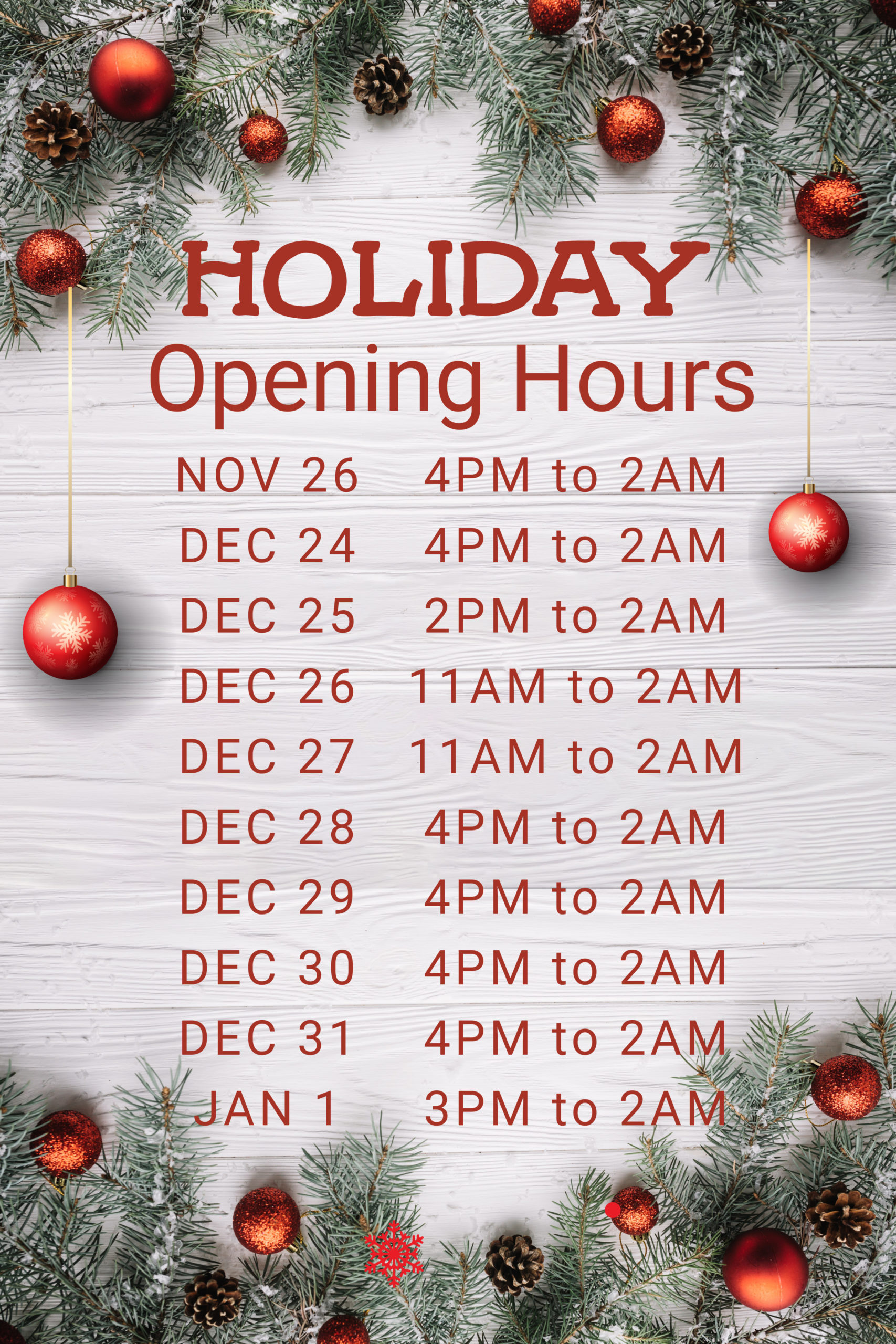 copy of christmas opening hours poster template - warehouse